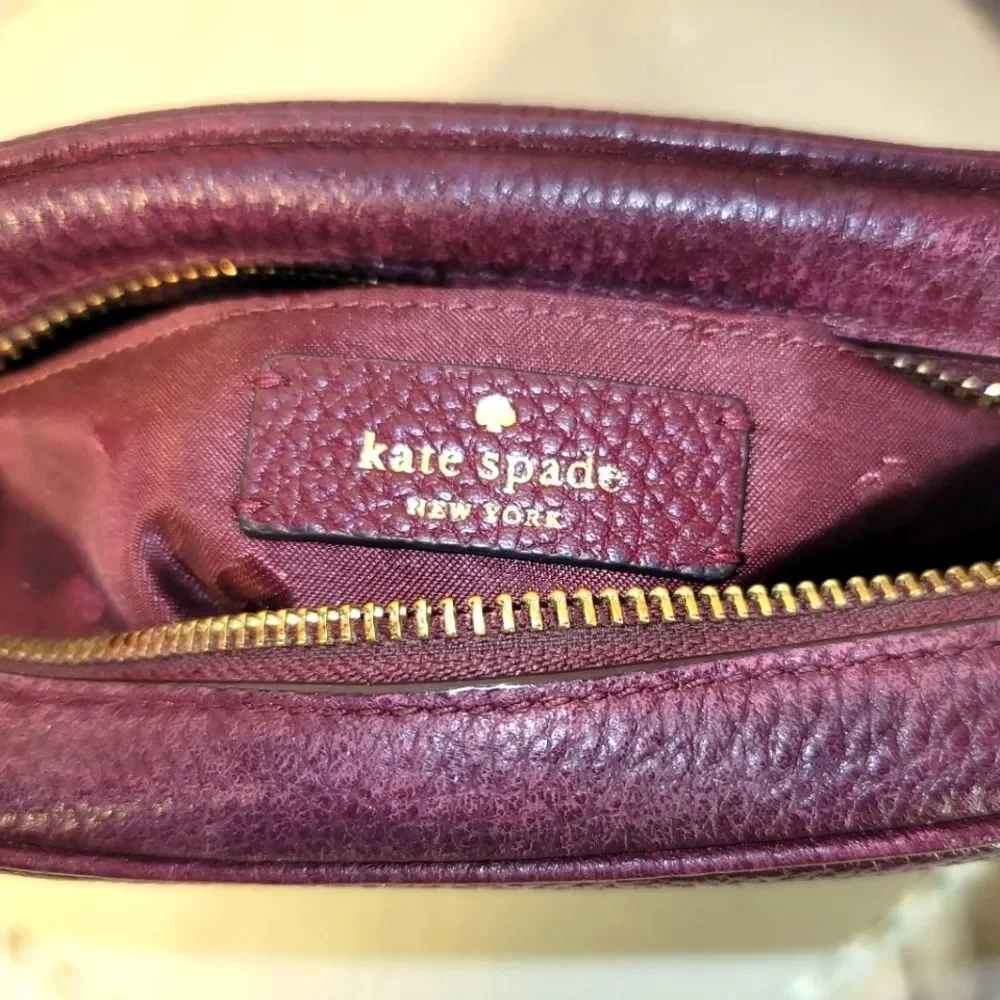Kate Spade NY Kourtney Burgundy/Maroon/Wine Leather Camera Crossbody Bag
